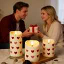 LUZLAB 3pc Flameless Candles with Heart & Shamrock Stickers - St. Patrick's Day Flameless Candles for Ambiance Battery Operated LED Pillar Candles for Gifts Home Garden Decor