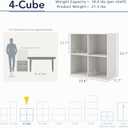 Homes: Inside + Out Apexa 4-Cube Storage Organizer Shelves, Stackable Wood Bookcase Fits Cubby Bins for Organization, Dorm Teen Room Decor & Home Office, White