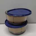 Pyrex Storage Plus 7-Cup Round Glass Food Storage Dish, Blue Cover, Pack of 2 - Original Genuine Made in the USA