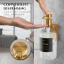 Shower Shampoo Dispenser Wall Mounted 3 Refillable 16.9 oz Clear Bottles with Stainless Steel Pumps & No-Drill Adhesive Holders Soap Dispenser Set for Bathroom (3 X Clear/Gold)