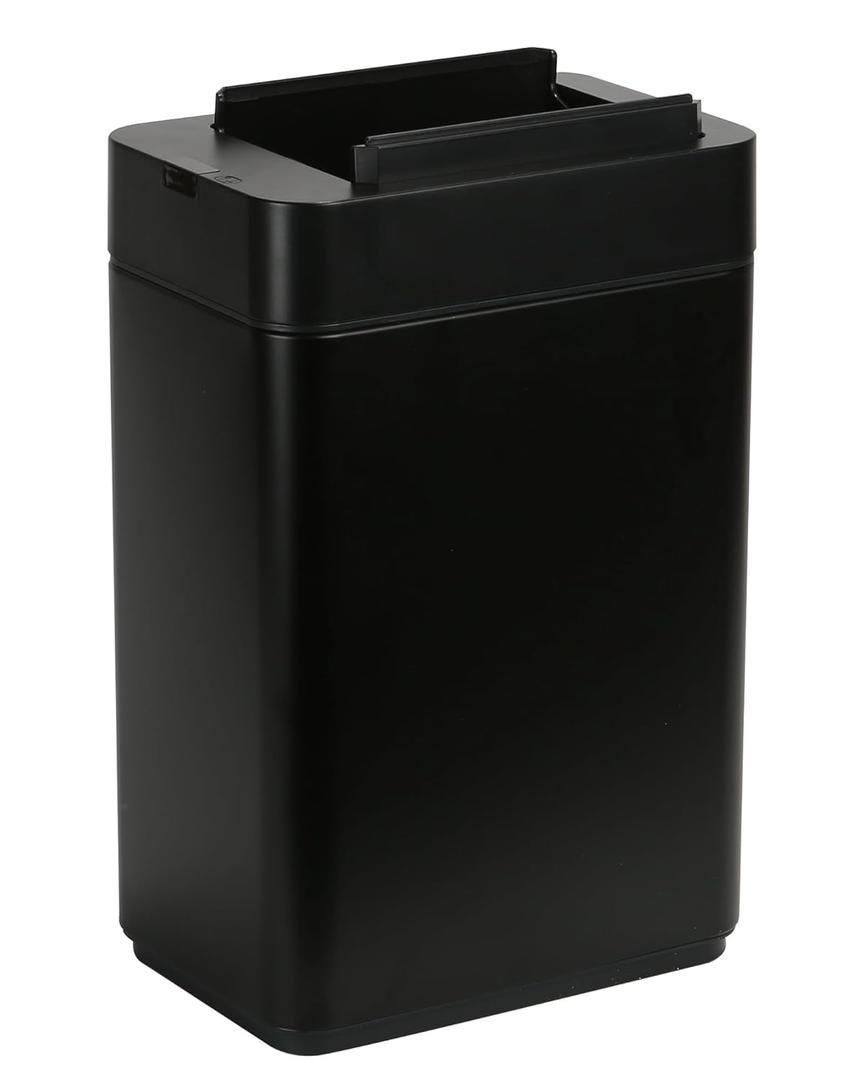 ELPHECO Bathroom Trash Can with Lid 2.6 Gallon Smart Trash Can Slim Motion Sensor Garbage Can Automatic Stainless Steel Wastebasket Bathroom Decor for Bedroom Office Toilet Black