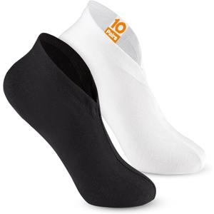 10 Pairs Sleep Cotton Socks for Moisturizing Feet Overnight, Snug-fit Spa Lotion Socks for Dry Feet and Cracked Heels, Cosmetic Design for Men Women, Regular Size, Black & White