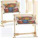Colingmill Needlework Table and Adjustable Embroidery Stand, Cross Stitch Hoop Stand, Beech Wood Tapestry Cross Stitch Embroidery Frame Holder 21.5 x 16.3 and 44.3 x 16.3