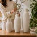 Ceramic Flower Vase for Home Decor - Handmade Textured Long Vase Medium - 12 inch Tall