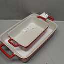 KOOV Bakeware Set, Ceramic Baking Dish, Rectangular Baking Pans Set, Casserole Dish for Cooking, Cake Dinner, Kitchen, Wrapping Upgrade, 12 x 8.5 Inches, 2-Piece (Gradient Red)