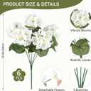 6 Bundles White Artificial Geranium Flowers for Outdoors Spring Decor Geraniums Silk Flowers UV Resistant Lifelike Faux Flowers for Spring Indoor Outdoor Garden Patio Porch Balcony Home Decoration