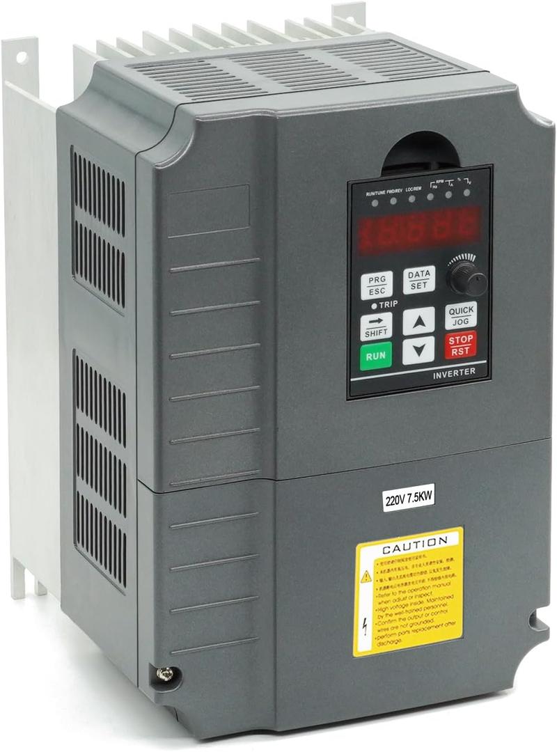 10HP 7.5KW VFD Single-Phase to 3-Phase Converter, Used on7.5HP(5.5kW) 34 Amps 200-230V 3-Phase Motor, Input/Output 200V-230V,Variable Frequency Drive