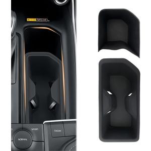 2PCS Silicone Central Console Cup Holder & Storage Mat Console Insert Organizer for 2024 2025 2026 Toyota Grand Highlander/Hybrid, Anti-Slip Waterproof Storage Accessories (Black)