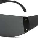 AIEYEZO Oversized Y2K Sunglasses for Women Men Trendy Retro Wrap Around Big Shield Sun Glasses (Black)