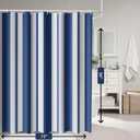 SASTYBALE Boho Farmhouse Shower Curtain, Water Resistant Vintage Fabric Bathroom Curtains, Machine Washable Country Abstract Style for Bathtub Decor with 12 Hooks, 72x72 Inch (Blue Stripe)