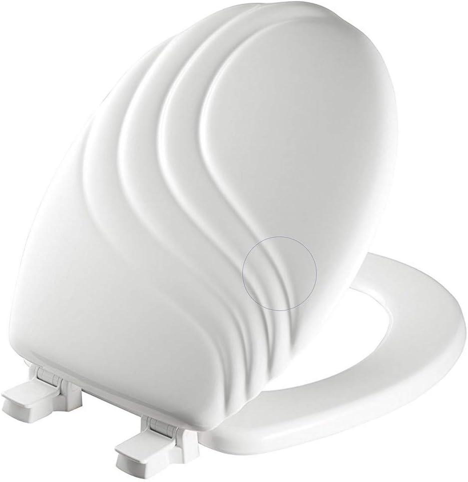 Mayfair 27EC 000 Swirl Sculptured Molded Wood Toilet Seat with Lift-Off Hinges, Round, White
