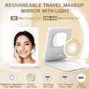 Mocado LED Foldable Travel Makeup Mirror - 5x7 inches 3 Colors Light Modes USB Rechargeable Touch Screen, Portable Tabletop Cosmetic Mirror for Travel, Cosmetic, Office (White)