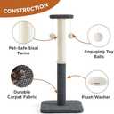 Lesure 34" Tall Cat Scratching Post - Highly Resistant Carpet Scratch Post, Premium Sisal Rope Scratch Posts Kitten and Adult Cats, Sturdy Large Scratch Pole with Hanging Ball, Grey