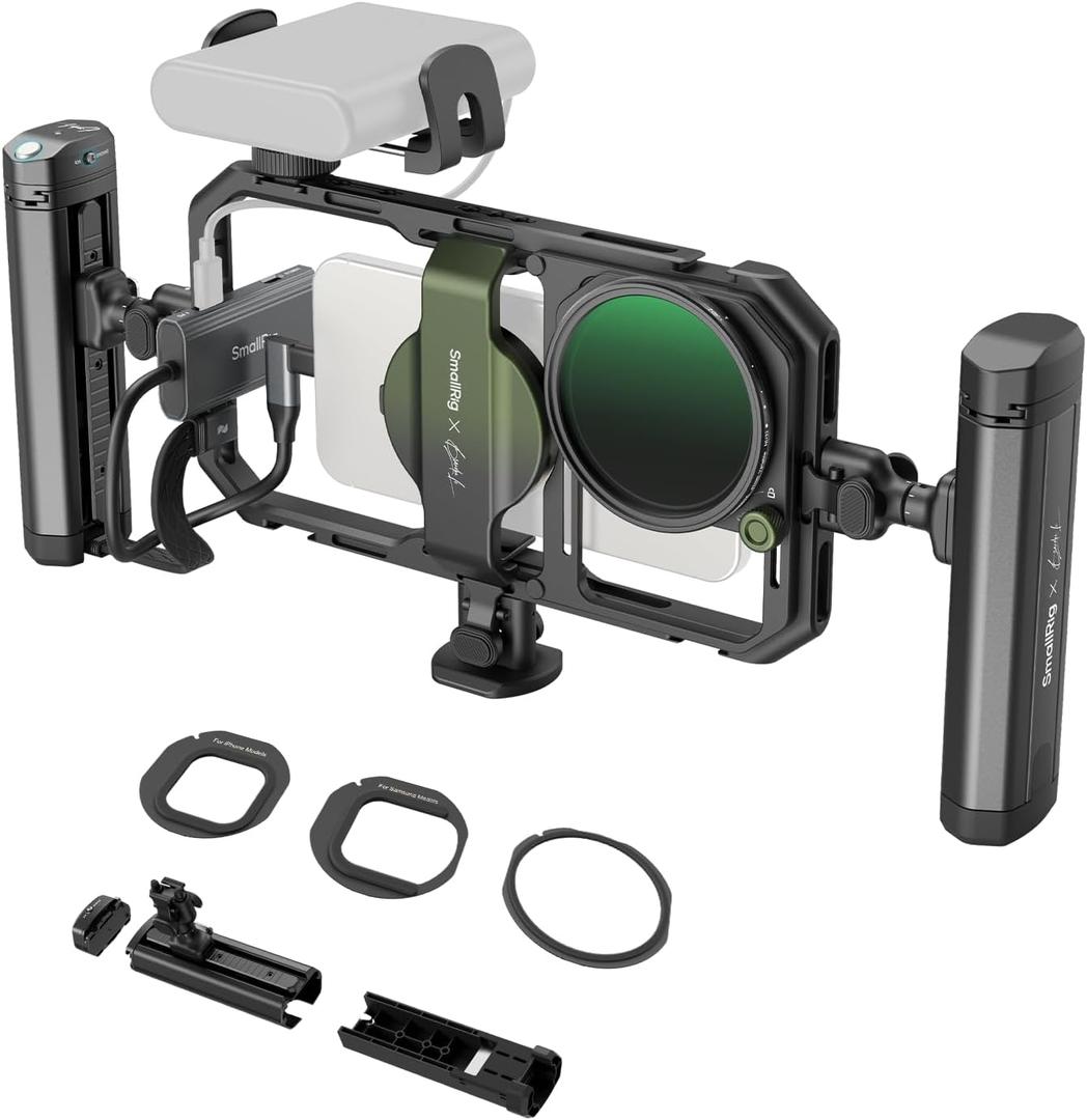 SmallRig x Brandon Li All-in-One Mobile Video Kit, Universal Quick Release Phone Video Rig Kit for iPhone for Samsung for Pixel, with 67mm VND Filter Wireless Rotatable Handles for M.2 SSD - 4596