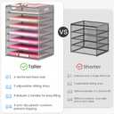 Lavatino 2 Pack 8-Tier Office Desk File Organizer, Letter Tray Paper Organizer with Handle, Including 5 Adjustable Slide Trays for Organizing Desk Workspace Accessories and Supplies (Silver Mesh) (12.7" x 9.2" x 16.5")