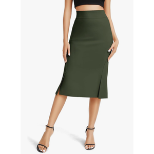 Urban CoCo Women's Stretch Office Fishtail Pencil Skirt High Waist Bodycon Midi Skirt with Slit