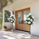 YEPDIN Set of 2 Artificial Hydrangea Tree 5 ft- Large Faux Hydrangea Plants Indoor Outdoor Fake Flower Trees with White Tall Planter for Home Garden, Front Decor