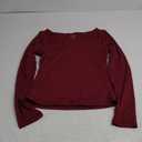 MANGOPOP Women's Scoop Neck Long Sleeve Shirts for Women Double Lined Tops Fall Outfits for Women 2025 (Burgundy, Small)