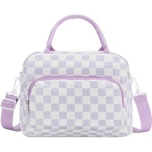 GASSDA Lunch Box for Women Insulated Lunch Bag Women Adult Cute Lunch Bags Reusable Lunchbox Cooler Tote Bag for Work Picnic (Purple Plaid)