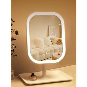 Touch-Sensitive Controls Vanity mirrorr, Makeup Mirror with LED Light, 2400mAh Rechargeable, 270-degree Rotation Adjustment,Beauty Vanity Mirror with Lights Portable Travel, 3 Light Color (White)