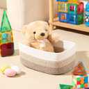MiniArk Small Storage Baskets for Organizing | Closet Organizer Bins | Shelf Toy Basket | Woven Rope Baskets | Cube Decorative Box | Shallow Basket |11.5x7.5x4.7| 3 Packs Gradient Brown