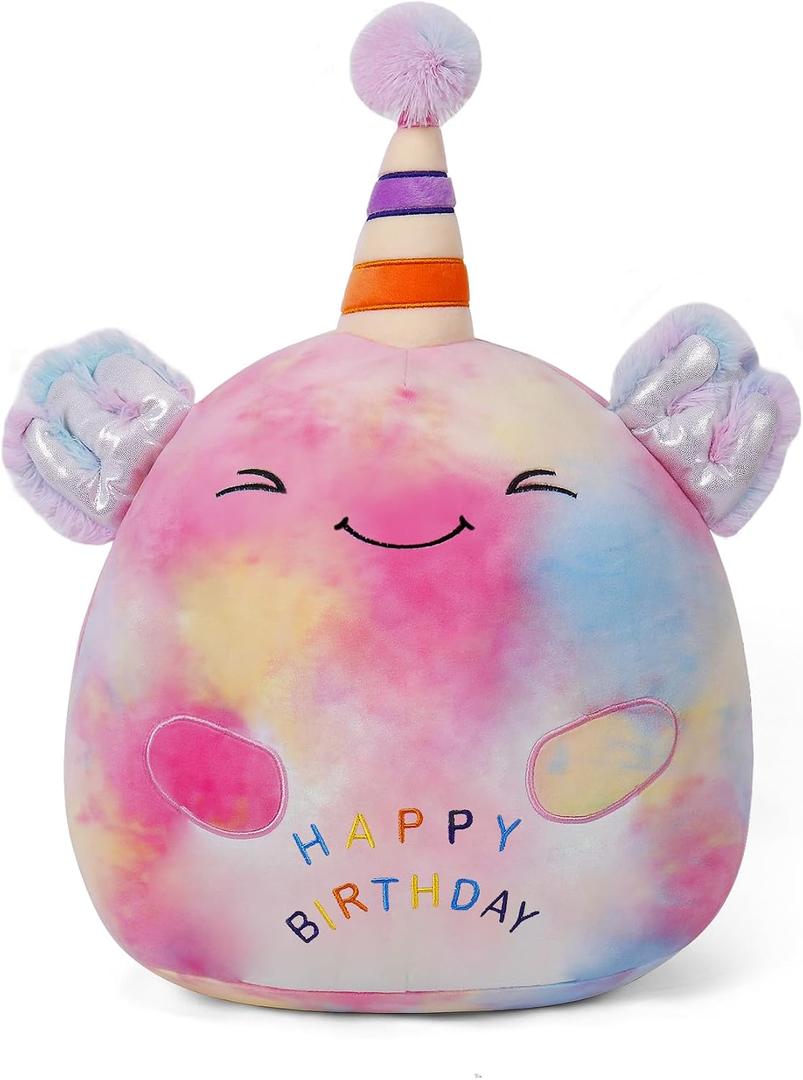 24 lnch Happy Birthday Axolotl Stuffed Animal Birthday Plush Toy Plushies Pillow Soft Plushie Doll Gifts for Girls Boys Christmas Decoration, Medium