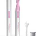 TOUCHBeauty Eyebrow Trimmer with Comb: Battery-Operated Eyebrow Razor - Facial Hair Trimmer for Eyebrows, Neckline, Nose, Ears (Pink)