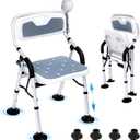 Shower Chair for Inside Shower,Foldable Shower Chair for Elderly and Disabled, Adjustable Height Chairs with Padded Arms and Back for Bathroom,Compact and Comfortable Regular Standard