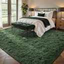 8x10 Area Rugs for Living Room Green Fluffy Shag Rug,Plush Bedroom Grass Carpet for Kids Teens Indoor Classroom Home Decor Aesthetic