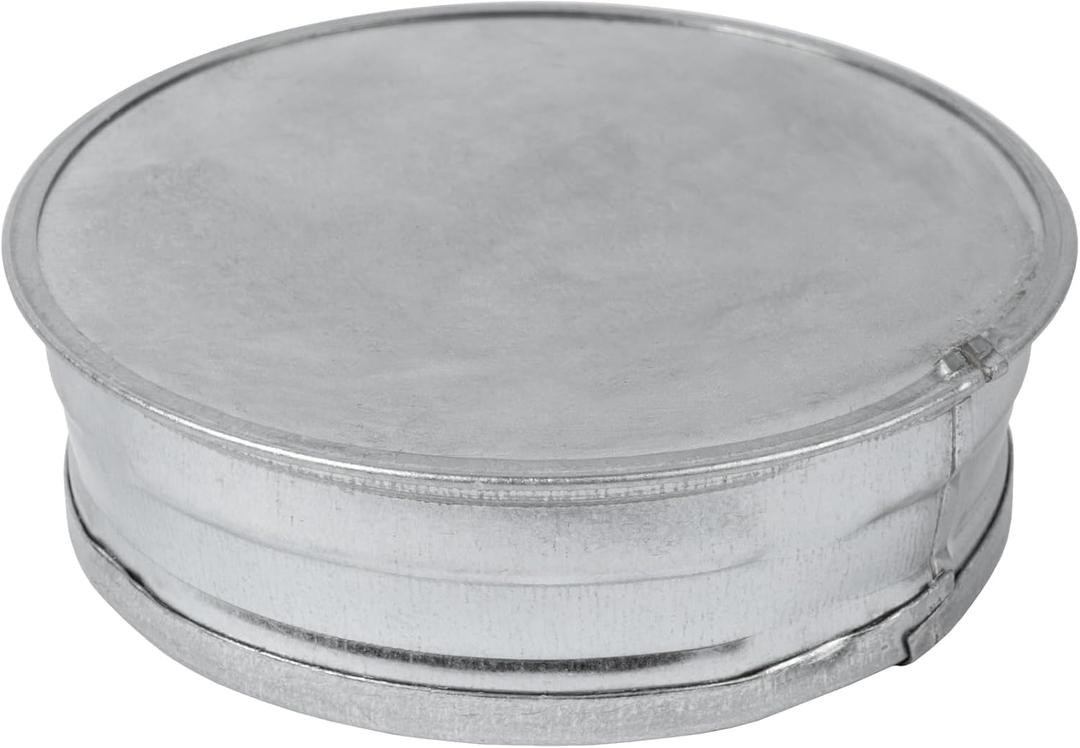 4" Inch Metal Tee Cap - Round Vent Cover - Galvanized Steel - Indoor and Outdoor Pipe Cover - Dryer Vent Cover - Dryer Duct End Cap - 4In Metal End Cap - Metal Plug 4Inch - Round Metal Duct Cap