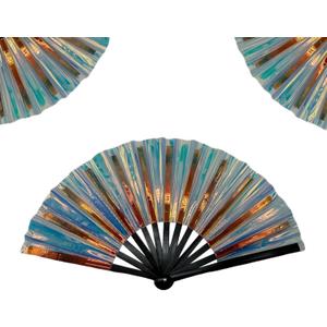 Boots On The Ground Hand Fan, Clacking Fans for Line Dancing, Popping Fans Large Holographic Folding Fan Iridescent Clack Hand Fan,Foldable Craft Holding Laser, 1 PAck