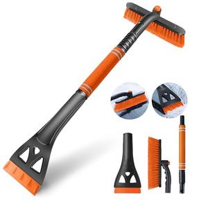 Kairiyard 31" Snow Brush and Ice Scrapers for Car Windshield, Detachable Extendable 360° Pivoting Snow Scrapers and Brush with Ergonomic Foam Grip for Car,Truck,SUV(Orange)