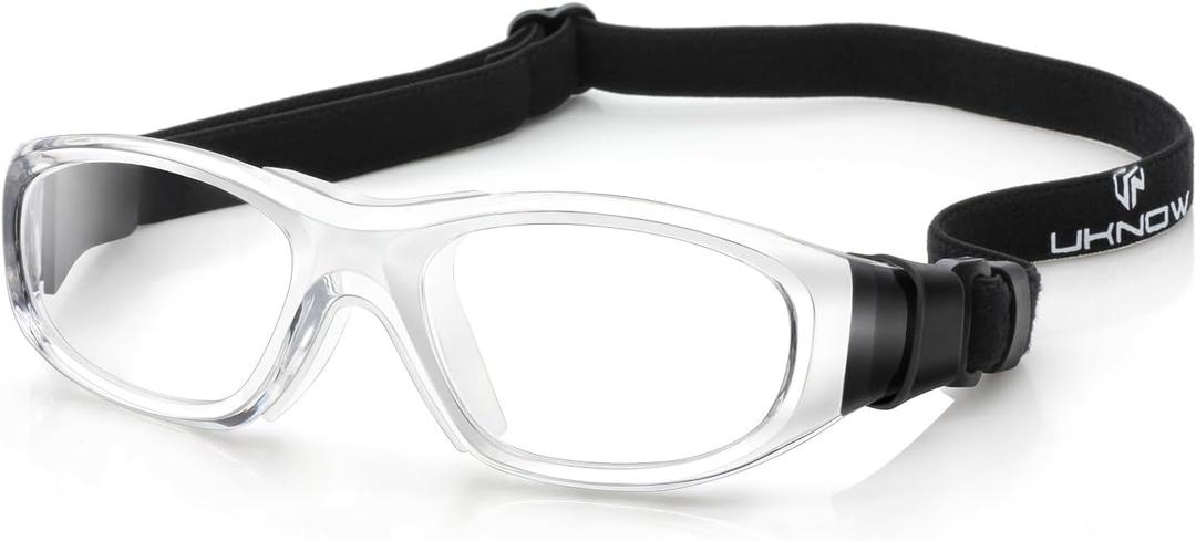 UKNOW Sports Goggles, Anti Fog Protective Eyewear, UV Protection Sports Glasses for Basketball, Racquetball, Pickleball (Transparent)