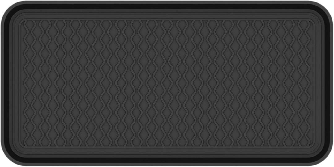 Ottomanson 15 x 30 Multi-Purpose Boot Tray - Waterproof Mat for Shoes, Pet Food, Litter Box, Painting & Planting - 1.2 Raised Edge for Spill Protection