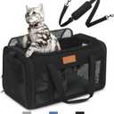PETUX Airline Approved Pet Carrier - 17x11x9.5 in, Underseat, Top & Side Entry, Soft Sided Cat Dog Carrier for Small Cat & Dog Up to 12 lbs with Breathable Anti-Scratch Mesh for Travel & Vet - Black