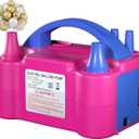 Electric Balloon Pump for Party Decorations  Portable Inflator, Auto Shutoff, Balloon Air Pump Dual Nozzle Rose Red 110V 600W
