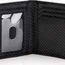 Stealth Mode Men's Slim Front Pocket Wallet - RFID Blocking, Thin Minimalist Design, Genuine Leather - ID Badge Window and 5 Sleeves for Money, Credit Cards, Driver License (Carbon Fiber Leather)