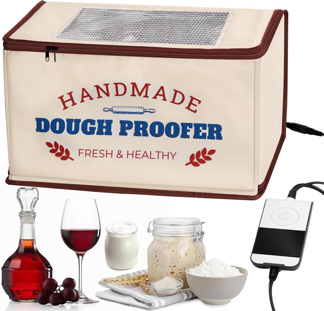 Folding Dough Proofer Box with Temp Control (50-130) & 24H Timer, Extra Large Bread Proofing Box for Sourdough, Pizza, Yogurt, Seed Starting, 3D Filament Drying, Space-Saving & Easy to Use