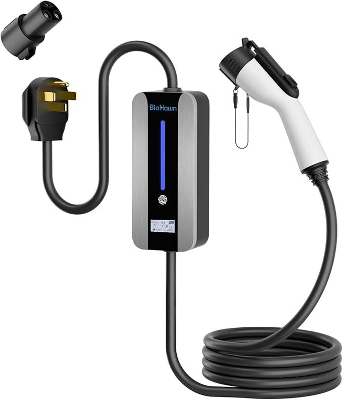 Level 2 EV Charger (240V, 40A) for Tesla and SAE-J1772 EVs, 16.4ft Charging Cable, NEMA 14-50 Plug, SAE-J1772 Adapter and J1772 to Tesla Adapter