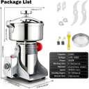 BI-DTOOL Electric Grain Mill Grinder 2800W Dry Material Grinding Machine 1000g Stainless Steel Pulverizer 36000r/min High-speed Grain Mill 270° swingable Superfine powder for Home and Commercial 1000g