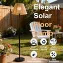 46" Solar Outdoor Floor Lamps for Patio Decor, Rattan Wicker Lights, Hand Woven Lamp Stable Metal Lanterns Outdoor Waterproof, Ideal for Gardens, Yards, Pathways, Driveways and Porches