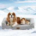 COZY KISS Cooling Dog Bed for Summer, Orthopedic Foam Dog Bed with Sides, Removable Washable Cover & Waterproof Lining, Q-Max >0.4 Cool Pet Beds for  Dogs, Grey (30" L x 20" W x 6" Th)