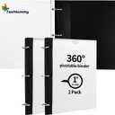 Tashkummy 360 Pivotable 3 Ring Binder, Upgraded Foldable Binders 1 inch 2 Pack, Thin Small Three Ring Binder Fits 8.5" x 11", for Home, School and Office Binders Supplies - White