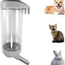 Dog Crate Water Bottle - 17 oz No Drip Kennel Pet Water Dispenser, Easy-to-Use Cage Water Bottle for Dogs, Cats, Small Animals, 500ML, Grey