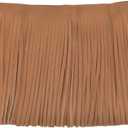 uxcell 2 Yards 8 Inch PU Faux Leather Fringe Trim Double Side Leather Sewing Tassel Fringe for DIY Sewing Dress Crafts Skirt Decoration, Brown, 2 Yards x 8 Inch