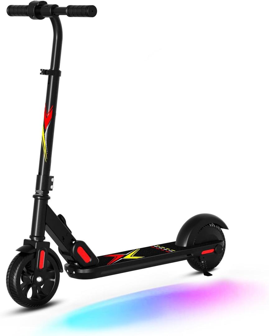 ANHAO E9PRO Electric Scooter for Kids 6-12 Years Old, Foldable Kids Electric Scooter with Rainbow Light, LED Display, Adjustable Speed and Height, Maximum Loading 110 lbs.