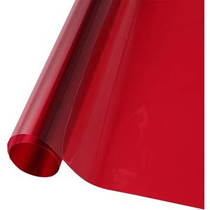 Transparent Decorative Window Film Anti UV Colorful Adhesive Vinyl Heat Insulation Solar Window Tinting Sheets Glass Film for Christmas Home Decoration, 17.7Inch x 78.7Inch, Red