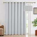 RYB HOME Grayish White Blackout Sliding Glass Curtain, Thick Textured Linen Look Room Divider Curtain with Anti Rust Grommet, Extra Wide Thermal Insulated Patio Curtain, W100 x L84, 1 Panel