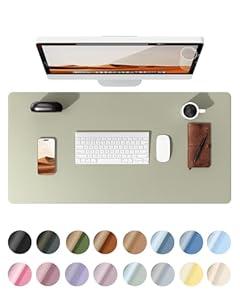 YSAGi Leather Desk Pad Protector, Office Desk Mat, Large Mouse Pad, Non-Slip PU Leather Desk Blotter, Laptop Desk Pad, Waterproof Desk Writing Pad for Office and Home (Sage Green, 23.6" x 13.8")