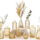 UPBUD Glass Bud Vases Set of 12, Mini Flower Vases for Centerpieces, Small clear Vases in Bulk for Wedding Decorations, Vintage Vases for Table, Recepetion, Home Décor (Amber)